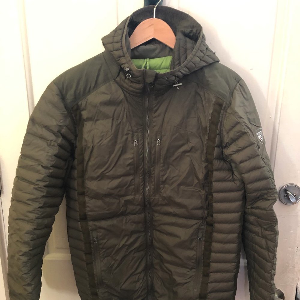 Kuhl Spyfire army green down jacket. Size large